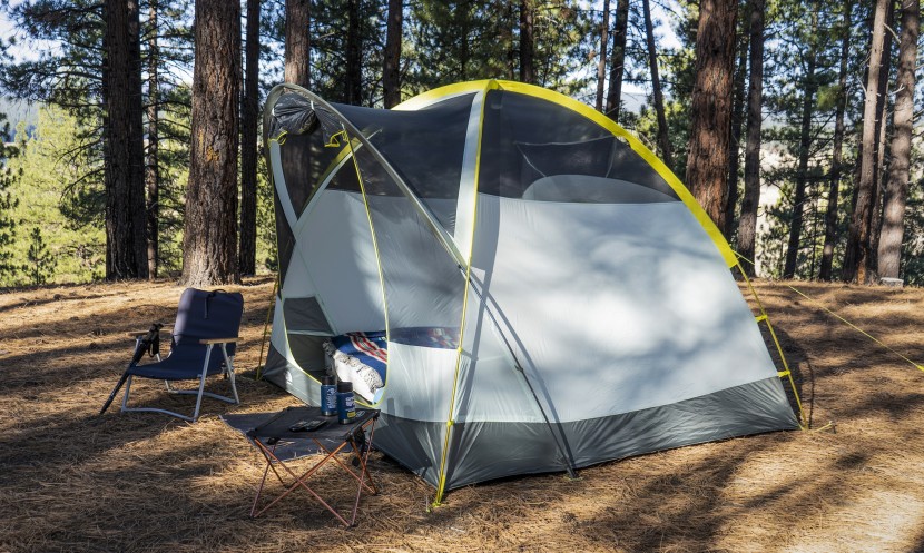 the north face sequoia 4 - while the sides of the tent are covered, the massive front door is...