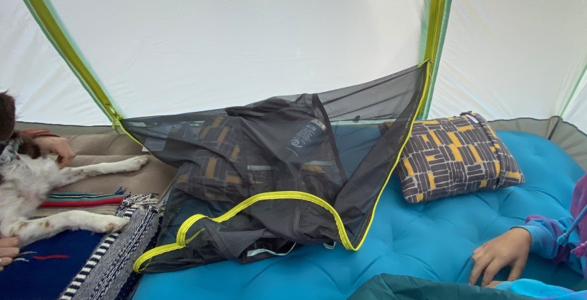 the north face sequoia 4 - when the storage on the window/door is used, going in and out is a...