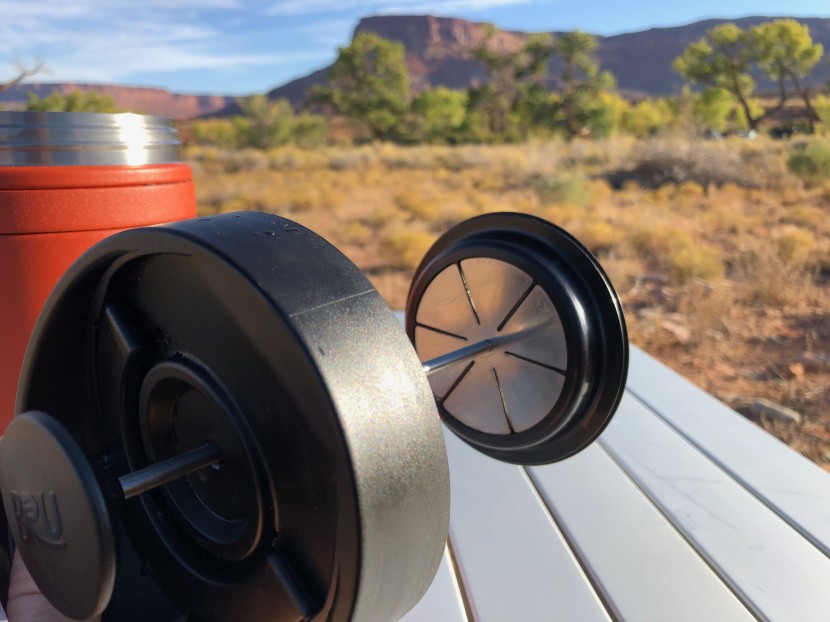 planetary designs basecamp travel press - at the top of the bru stop filter, there is a tempered steel plate...