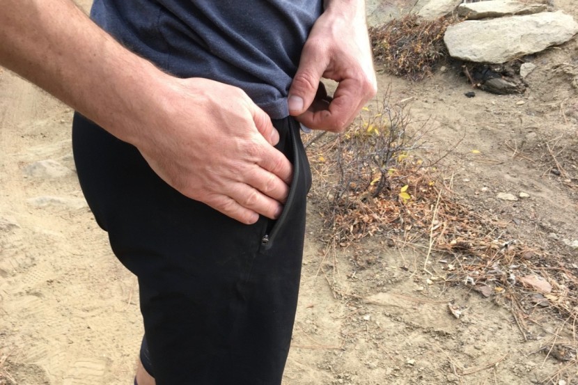 100% celium shorts - the pockets are a good size with robust zippers.