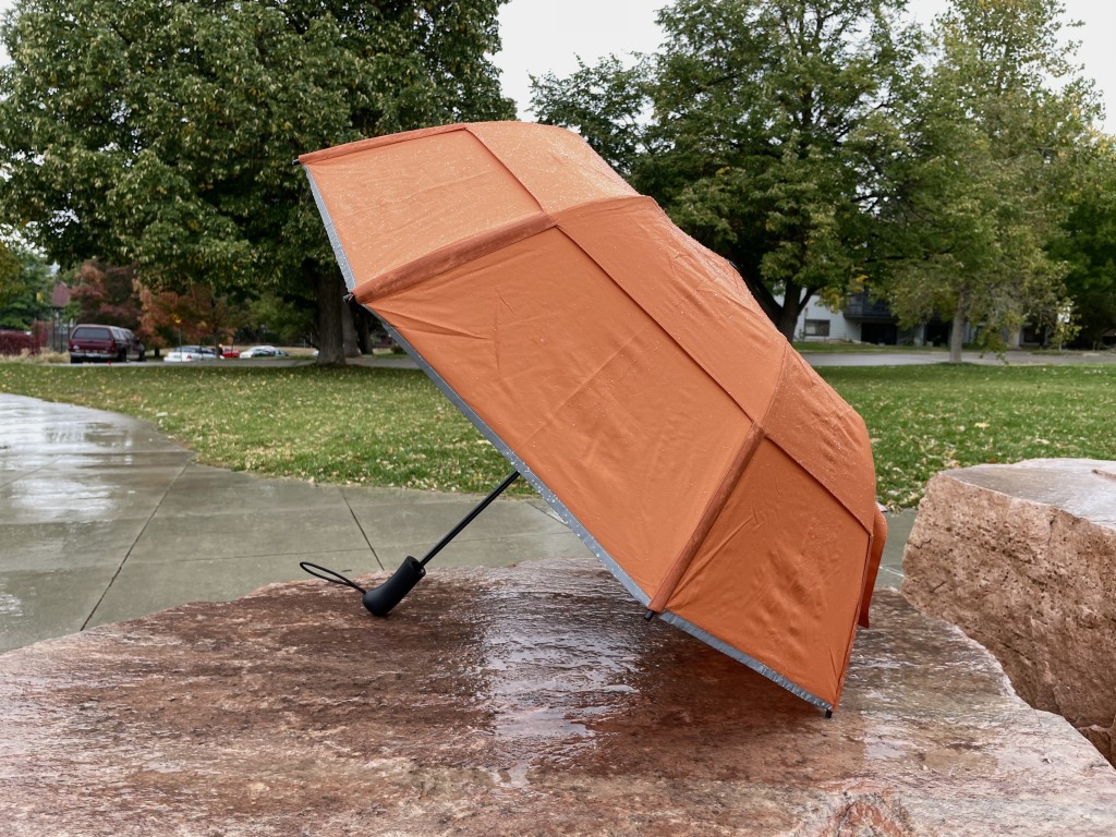 weatherman collapsible - a notably deep canopy that offers great rain protection.