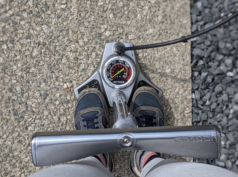 bike pump - a solid base that is easy to hold in place makes your job much easier.