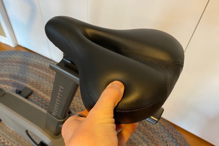 renpho ai smart exercise bike - the mid-sized seat has plenty of cushioning and a pressure relief...