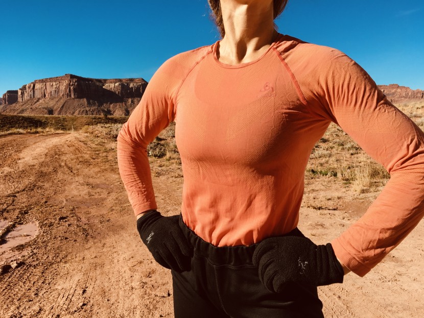 odlo kinship light crew for women - the author is shown wearing a size medium, however, we would...