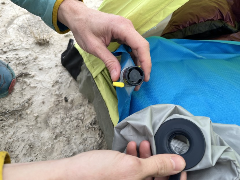 therm-a-rest neoair camper duo - the pump sack seats onto the winglock valve easily but securely. it...