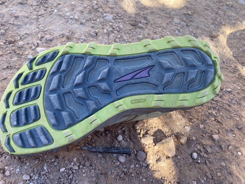 altra superior 5 for women - a sticky rubber sole with just enough grip to stick well on steeps...