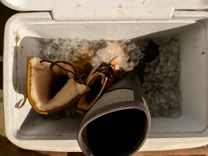 ugg adirondack iii - we placed the test boots in an ice bucket to simulate exposure to...