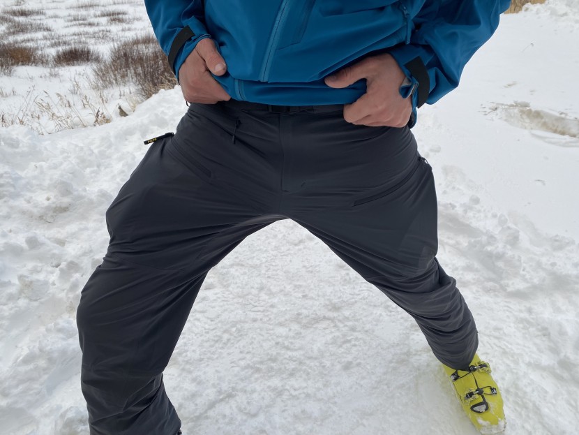 black diamond dawn patrol hybrid - the main fabric is stretchy, but it has a lot of the excess fabric...