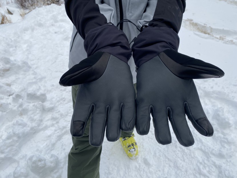 outdoor research carbide sensor - the leather palms are soft and thin, and the seam between the thumb...
