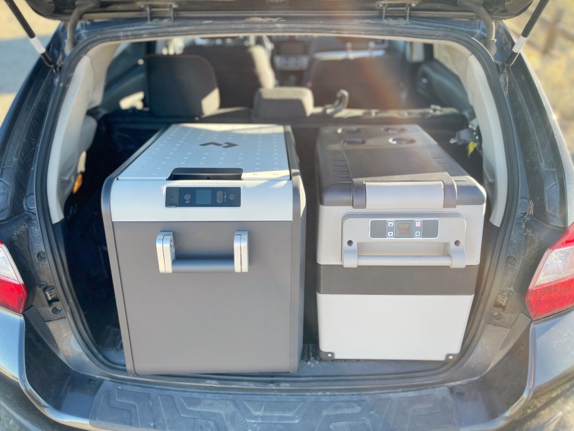 alpicool cf45 - the alpicool (right) next to the dometic cfx3 (left). both draw...