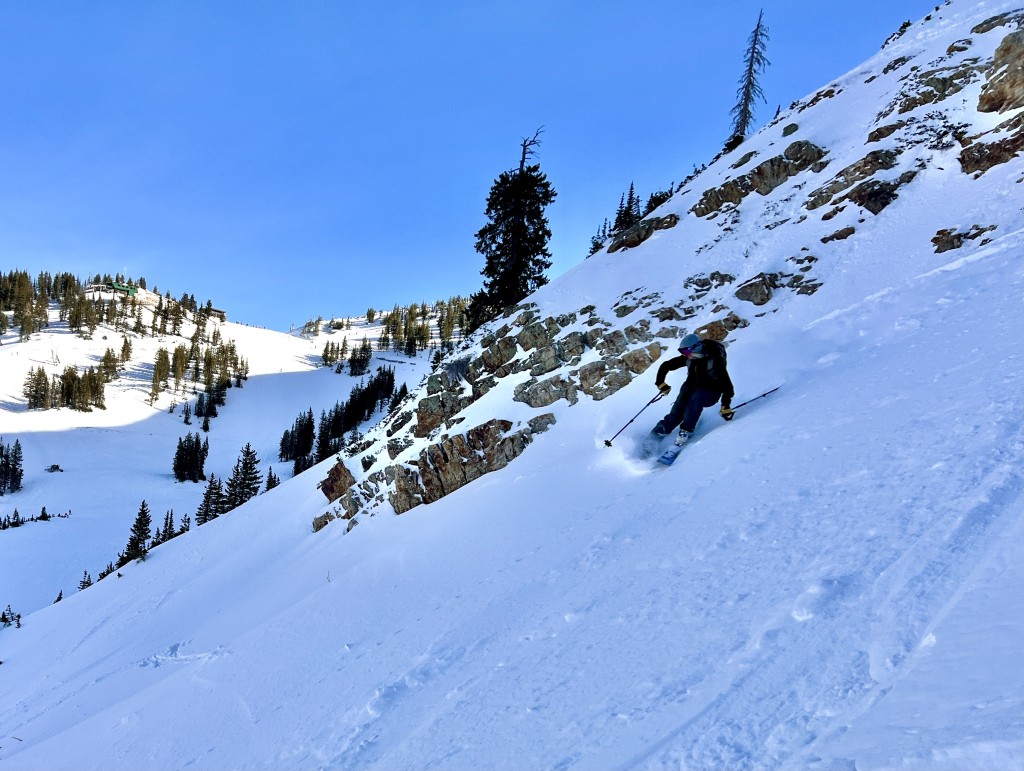 outdoor research skyward ii ascentshell for women - our lead tester slashing a turn in the skyward ii pant from outdoor...