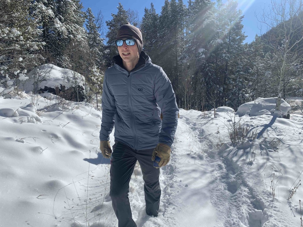 outdoor research shadow insulated - the long cut of the or shadow gives you plenty of coverage.