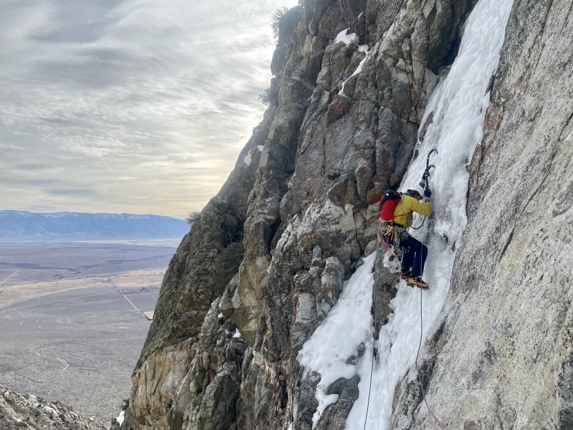 la sportiva g5 evo - jack in action with the g5 on a new route.