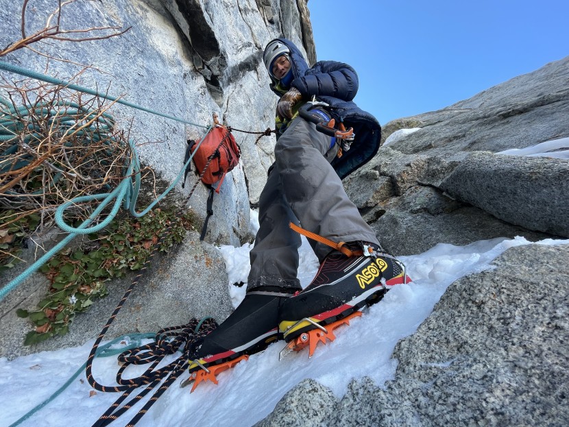 mountaineering boot - this boot is warm enough for hanging around at belays.