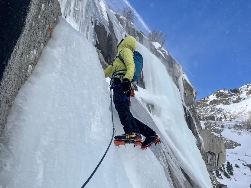 asolo eiger xt gv evo - this boot performed better than expected on steep ice.
