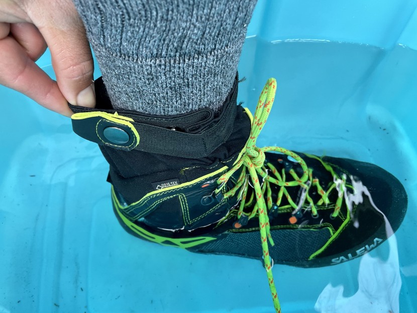 salewa vultur vertical gore-tex - the vultur in 6 inches of water. the top of the cuff is the boots...