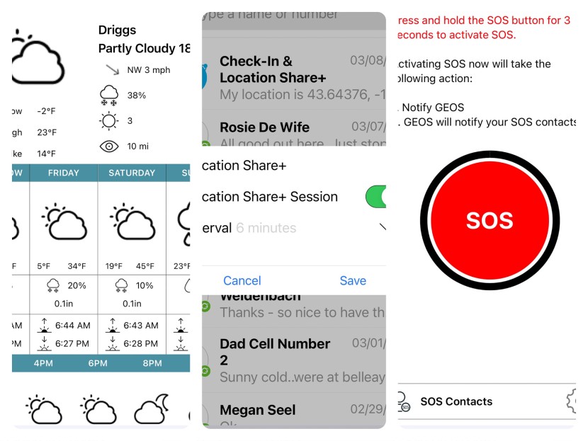 zoleo satellite communicator - a sampling of the user's screen views in the zoleo app. the app is...