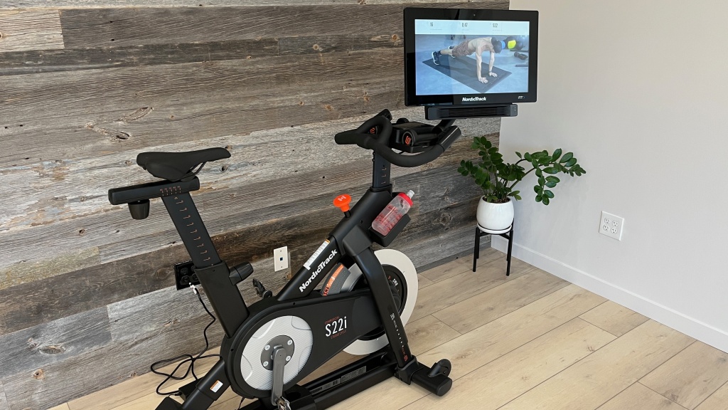 nordictrack commercial s22i studio cycle - the rotating touchscreen is the primary interface. buttons on the...