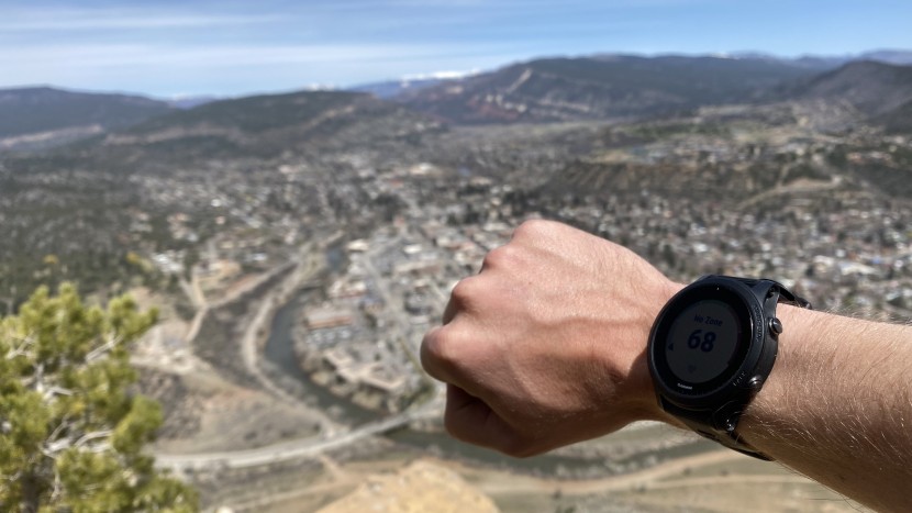 garmin forerunner 945 - the garmin forerunner 945 high above the streets of durango, colorado.