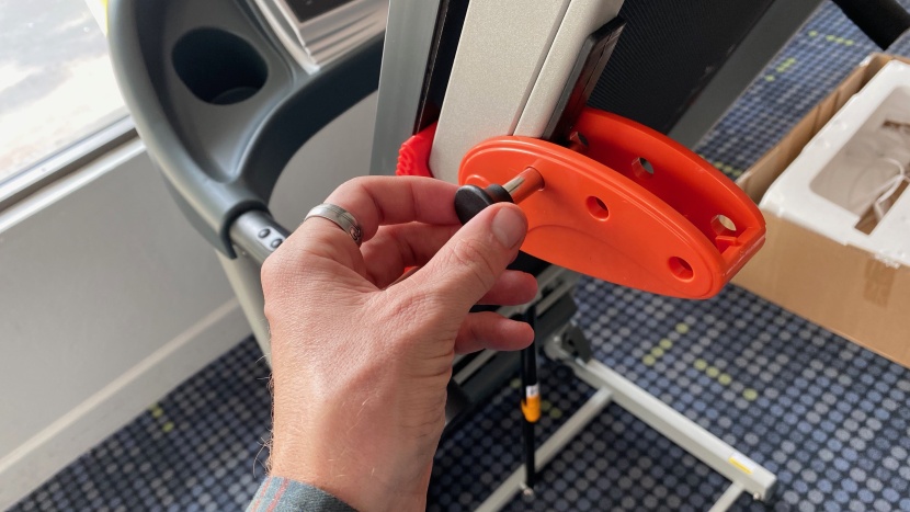 sunny health and fitness sf-t4400 folding treadmill - manual incline adjustment, seen on the sunny sf-t4400 and the...