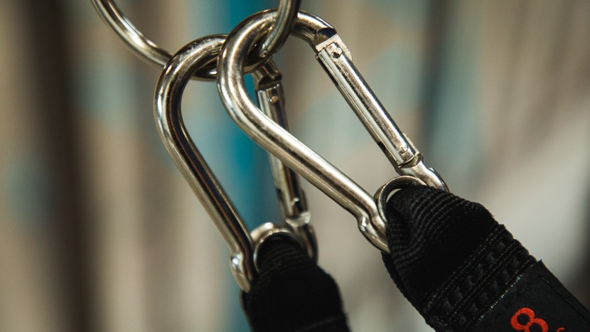 exercise resistance bands - here you can see the small ring keepers that help reduce friction on...