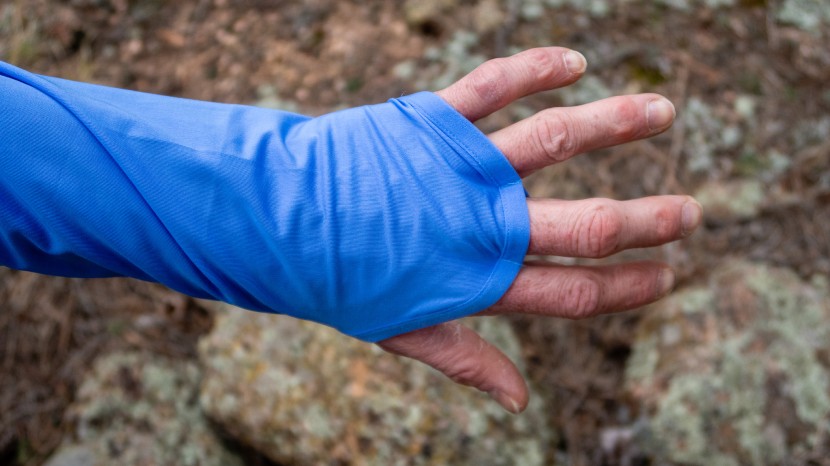 coolibar andros fishing hoodie - the sleeves of the andross provide coverage pass the knuckles; some...