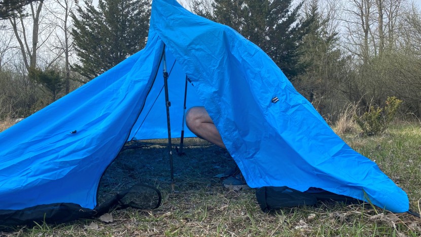 black diamond beta light - with two trekking poles, it took a little work to get them standing...