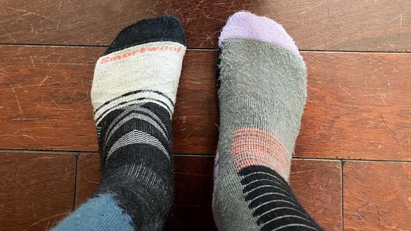 ski socks - two full cushion socks side by side: smartwool (left) compared to...