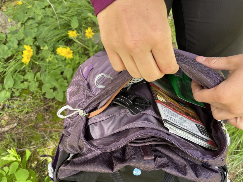 osprey aura ag 65 - the zipper on the brain is smaller than we'd like, making it harder...