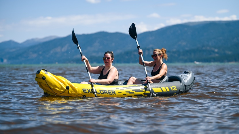 intex explorer k2 - this kayak sits low in the water, even when not fully loaded.