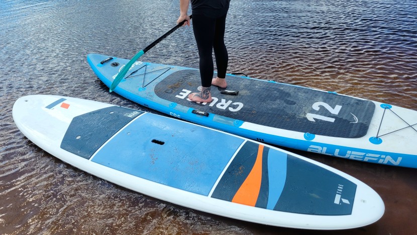 hard paddleboard - comparing an inflatable sup against a rigid model.