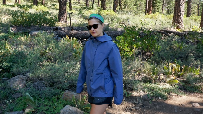 marmot minimalist for women - testing breathability on a warm walk.