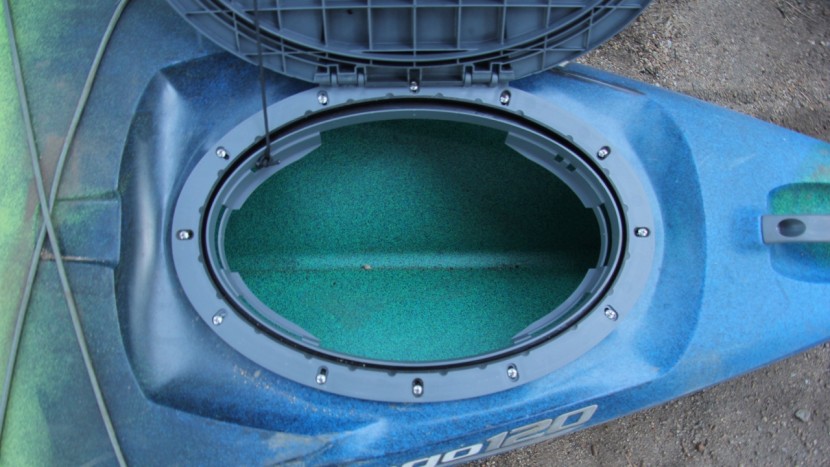 the rear hatch on the pungo is sealed with a dry hatch and a bulk...