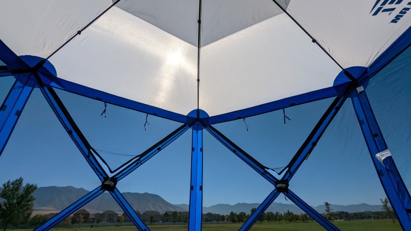 clam outdoors quick-set escape - before setup, the massive amount of miscellaneous fiberglass...