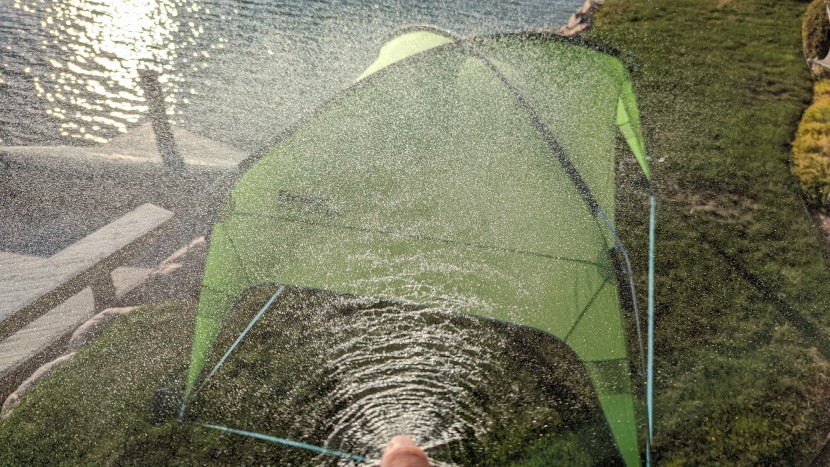 the tagalong's canopy material and weather-taped seams do an...