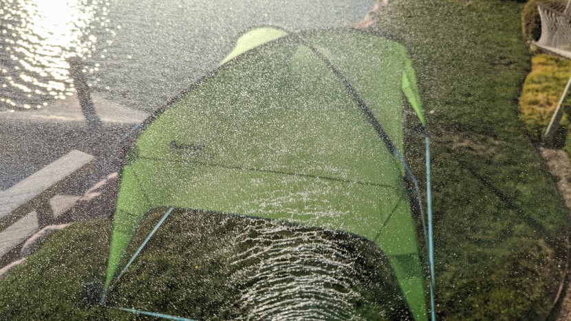 we doused each canopy with hose water for 5 full minutes in order to...