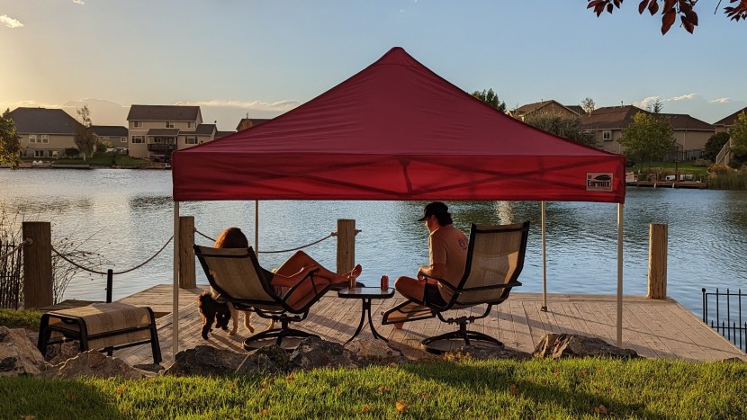 eurmax standard 10x10 - this canopy's cathedral ceiling is very prominent. we feel this...