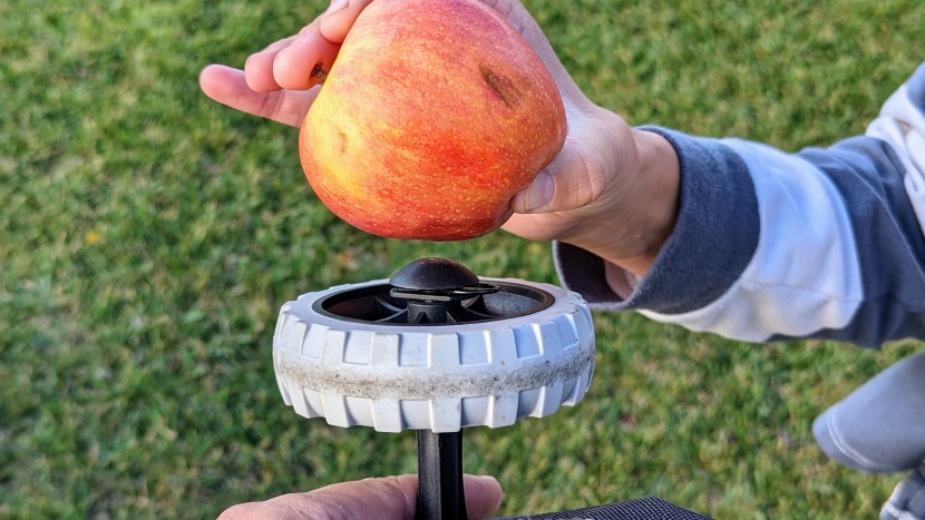 e-z up pyramid - the roller bag's wheels are the largest we've come across in several...