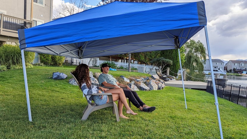 e-z up pyramid - off-setting the height adjustment on the the ez up create a sloping...