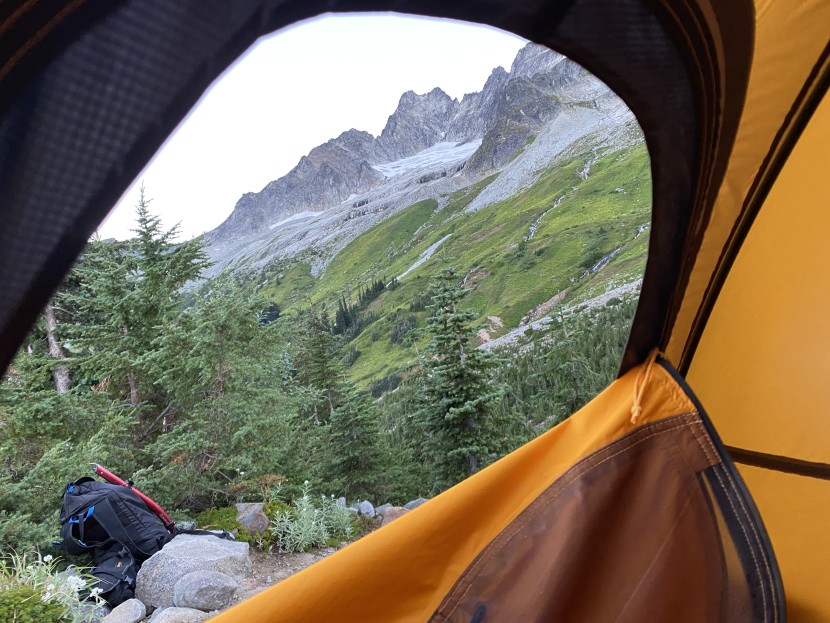 4 season tent - looking out the front door of the assault.