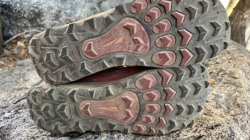 altra lone peak all-wthr mid - we like the trailclaw patterning on the lugs, they grip really well.