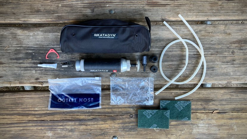 katadyn pocket - this photo displays all the included parts with the katadyn pocket...