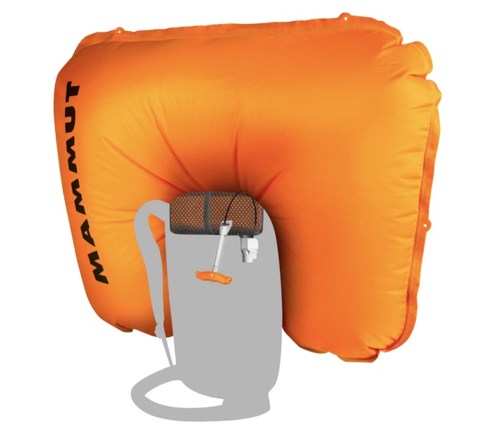 mammut ultralight removable 3.0 - a look at mammut's removable airbag system 3.0 when deployed.