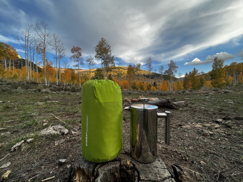 exped ultra 3r duo - next to our one-liter french press, the ultra 3r shows its packed...