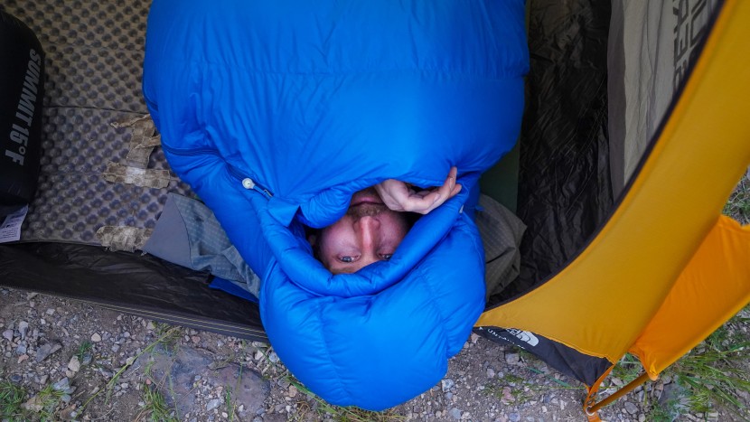marmot helium 15 - we are impressed with how comfortable the hood was when sealed...