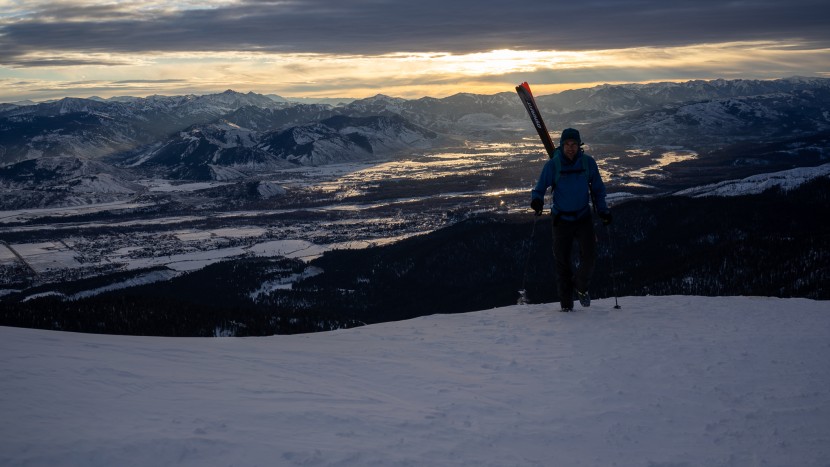 dynafit blacklight pro - sunrise over western wyoming from the top of glory mountain with the...