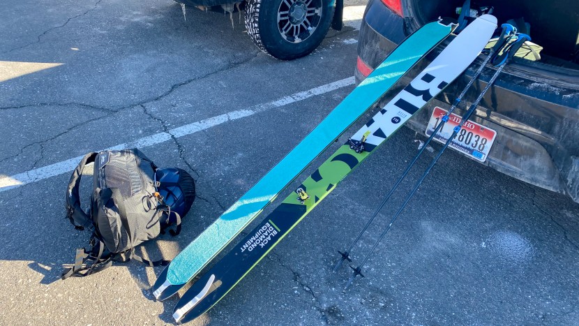 black diamond helio carbon 115 - as evidenced by the dry and sunny pavement visible here, we did...