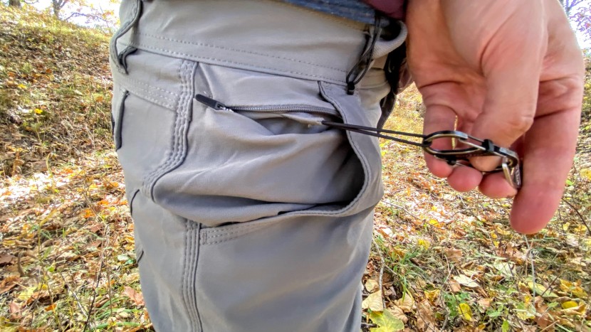 prana stretch zion ii pants - the coin and key pocket has an elastic cord and a zipper to keep...