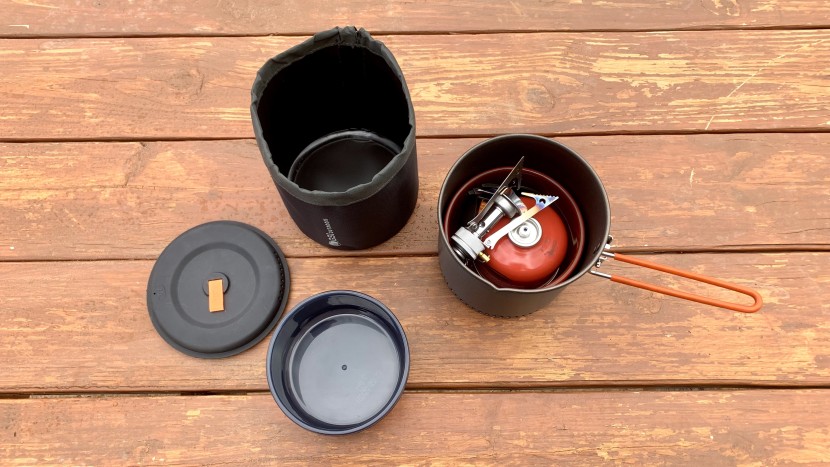 camping cookware - the gsi outdoors pinnacle dualist hs has room for a stove and a fuel...