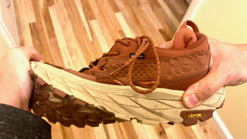 hoka anacapa low gtx for women - testing the torsional stability on the hoka produced a small amount...